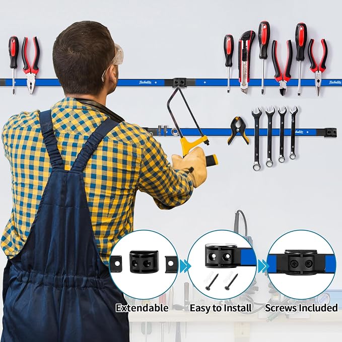 4 Pieces 24" Magnetic Tool Holder Strip, Metal Tool Organizer Rack - Image 3