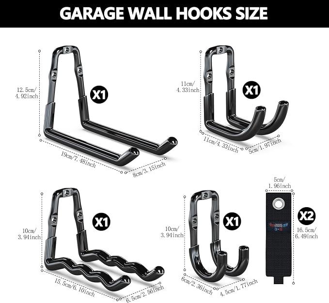3-H Heavy Duty Garage Hooks 6 Pack, One-Piece Construction Garage Wall Hooks - Image 2