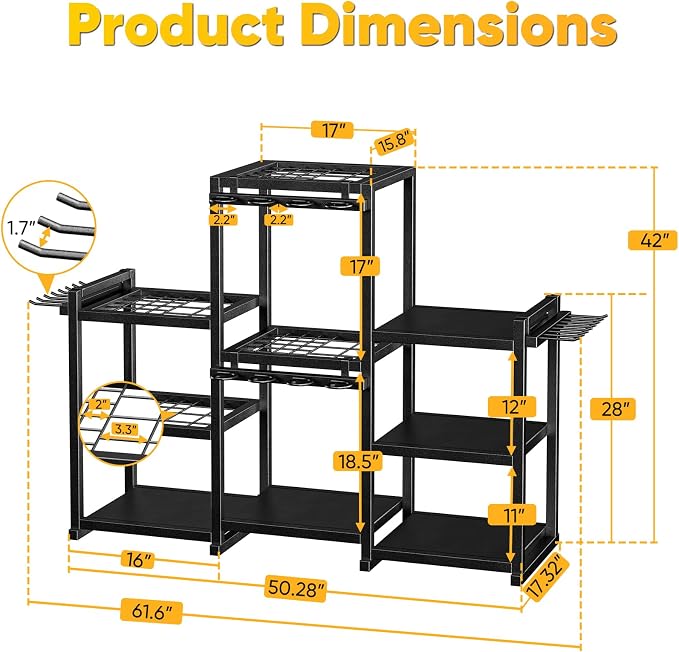 42" H Large Garden Tool Organizer, Holds Up to 86 Tools, Heavy Duty Yard Tool - Image 2