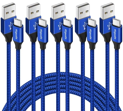 etguuds USB A to USB C Cable 5-Pack, Fast Charging Type C Charger Cord by etguuds