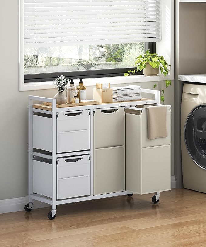 HOOBRO Laundry Sorter with 4 Section, 39 Gal. Laundry Hamper with Wheels - Image 2