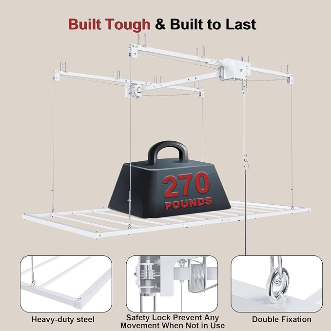 Overhead Garage Storage Rack 3x6 FT, Adjustable Ceiling Lift Storage System - Image 3