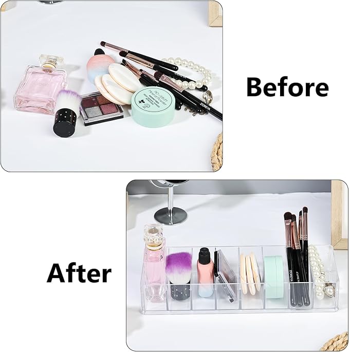 Acrylic Makeup Brush Organizers, 3 Pack 8 Section 8 Compartments Transparent - Image 5