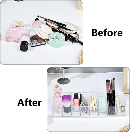 Acrylic Makeup Brush Organizers, 2 Pack 8 Section 8 Compartments Transparent - Image 5