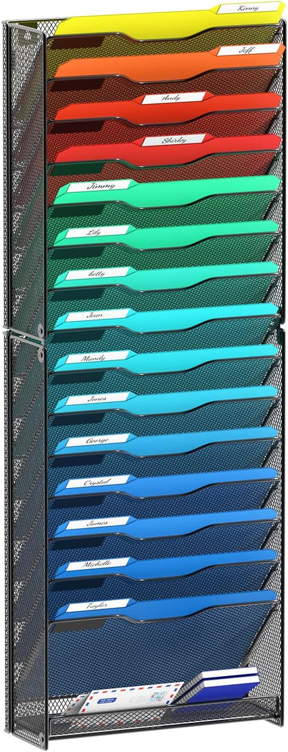 samstar 16 Tier Wall File Organizer Hanging Wall File Holder Wall Mount Paper by Samstar