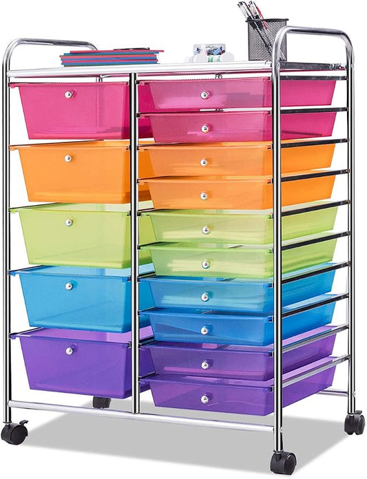 Giantex 15 Drawer Rolling Storage Cart Tools Scrapbook Paper Office School by Giantex