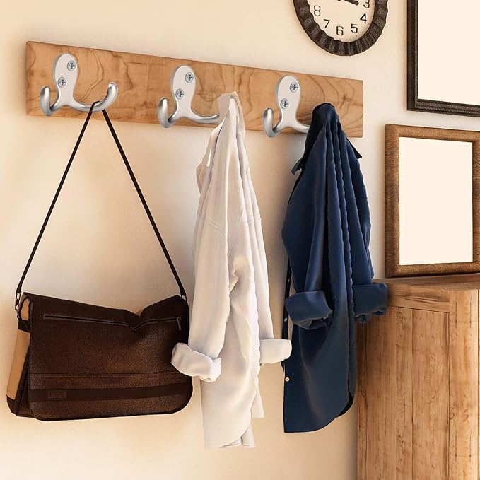 IBosins 8 Pack Heavy Duty Double Prong Coat Hooks Wall Mounted - Image 4