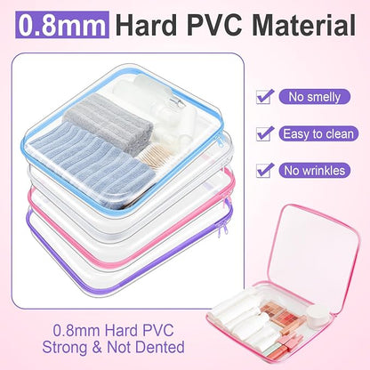 Hoolerry 4 Pcs Hard Clear Zipper Case Makeup Bags Plastic Pencil Pouch - Image 4