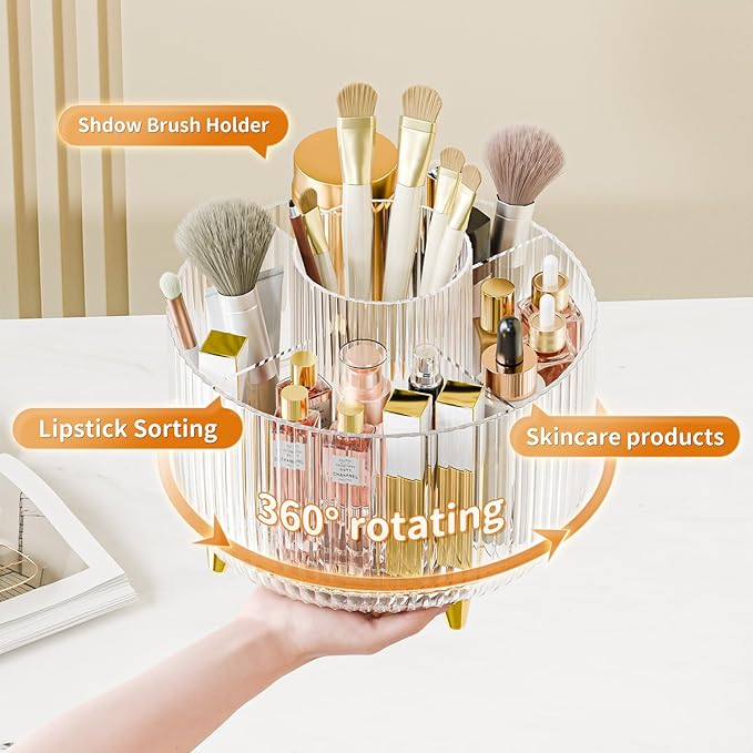 360° Rotate Makeup Brush Holder Organizer, Makeup Organizers Countertop - Image 2