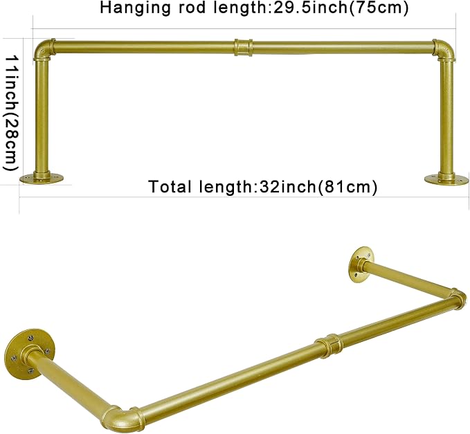 WEBI Industrial Pipe Clothing Rack, Heavy Duty Metal Garment Rack Bar Wall - Image 4