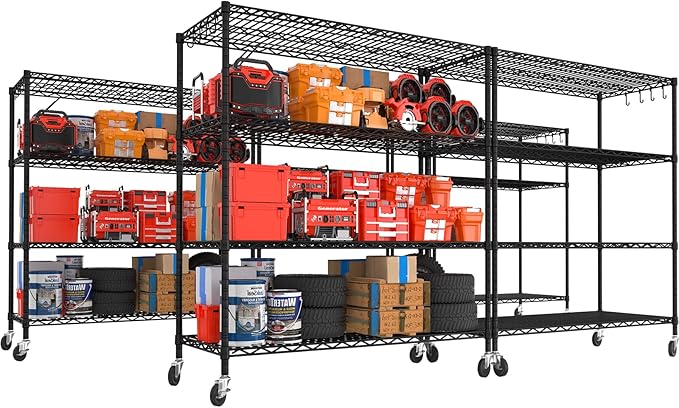 PrimeZone 5 Packs 55.5" W x 24" D x 80" H Heavy Duty Wire Storage Shelves by PrimeZone
