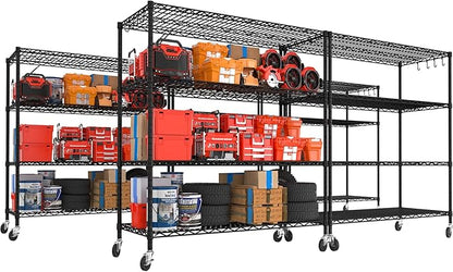 PrimeZone 5 Packs 55.5" W x 24" D x 80" H Heavy Duty Wire Storage Shelves by PrimeZone