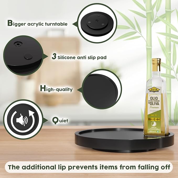 Turntable Vanity Tray 9 Inch for Perfume Candle, Bamboo Kitchen Sink Countertop - Image 6