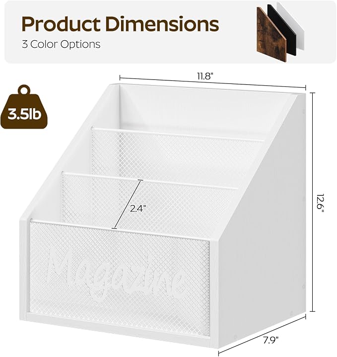 Magazine Holder, Wood Magazine Rack Floor, Mail Organizer Countertop, Magazine - Image 7