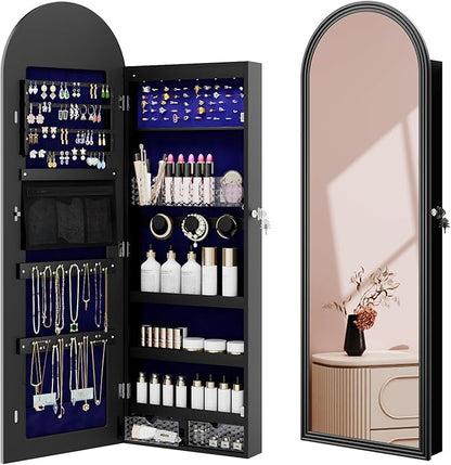 Jewelry Cabinet Organizer with Mirror, 47 inch Lockable Full-Length Mirror by Ylued