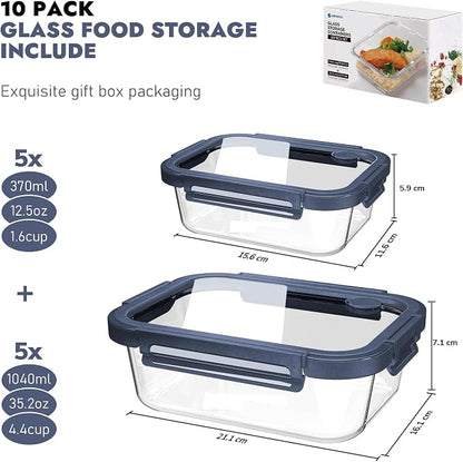 10-Pack Glass Food Storage Containers - Image 2