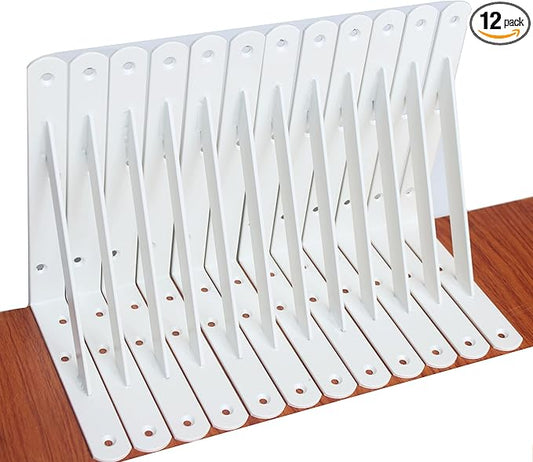 12 Pack L8 x H 6" White Heavy Duty Shelf Brackets by MHMYDZ