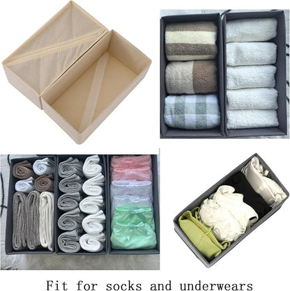 Socks Drawer Organizer Set of 3 Pack Beige, Closet Cabinet Dresser Wardrobe - Image 3