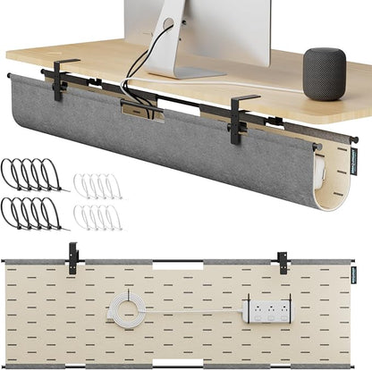 2-in-1 Under Desk Cable Management Tray & Privacy Panel, Dual-Sided Felt Cord by ERGOCOLLECT