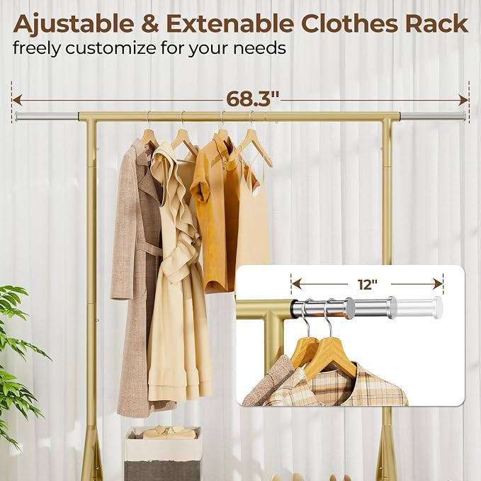 Heavy Duty Clothes Rack Load 450 LBS, Metal Garment Rack, Standing Rolling - Image 3