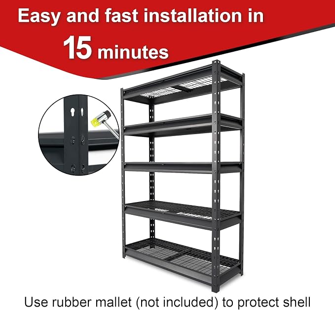 The Atlas 48" W Heavy Duty Garage Shelving Load 10000lbs, 5 Tier Metal Storage - Image 6