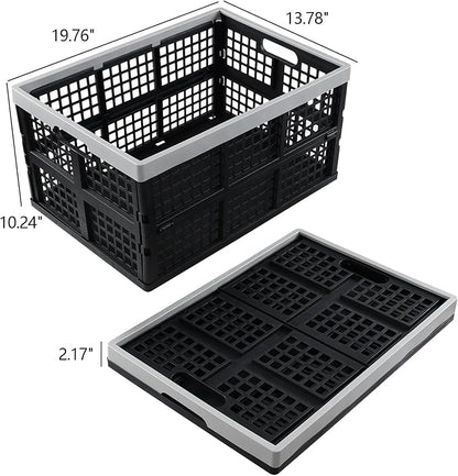 3 Pack 42 L Large Plastic Collapsible Storage Crates, Stackable Folding Milk - Image 2