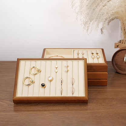 Oirlv Solid Wood Multifunctional Ring Earrings Studs Bangle Jewelry Organizer - Image 4
