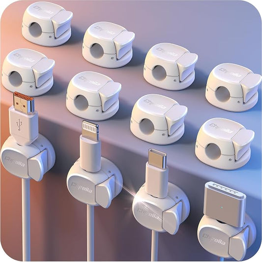 12Pack Cord Organizer Cable Clips, Chfeila Cord Holder, Desk Cable Management by Chfeila