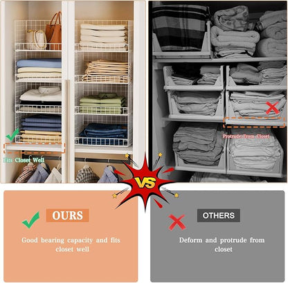 4-Tier Stackable Closet Organizers and Storage Basket, Foldable Closet Shelf - Image 7