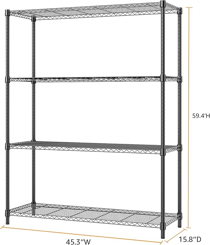 5-Shelf Storage Shelves, Wire Shelving Heavy Duty Metal Storage Shelving Unit - Image 3