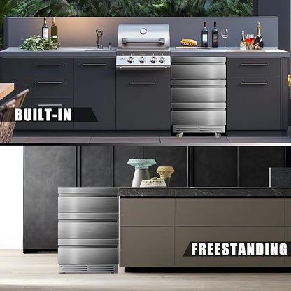 24 Inch Upgraded Three-Drawer Beverage Fridge, Weather Proof Outdoor Stainless - Image 8