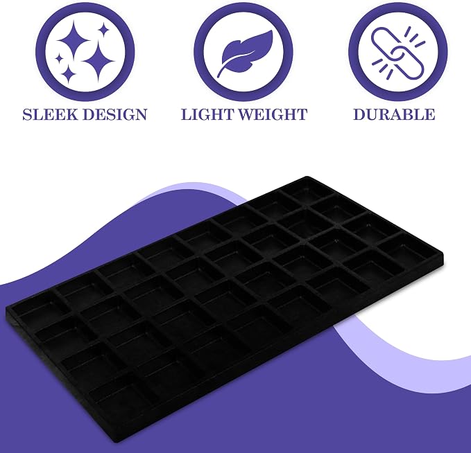 Novel Box 5 Pack 32-Slot Black Liner Jewelry Storage Tray Inserts 14.75x8.25x1 - Image 4