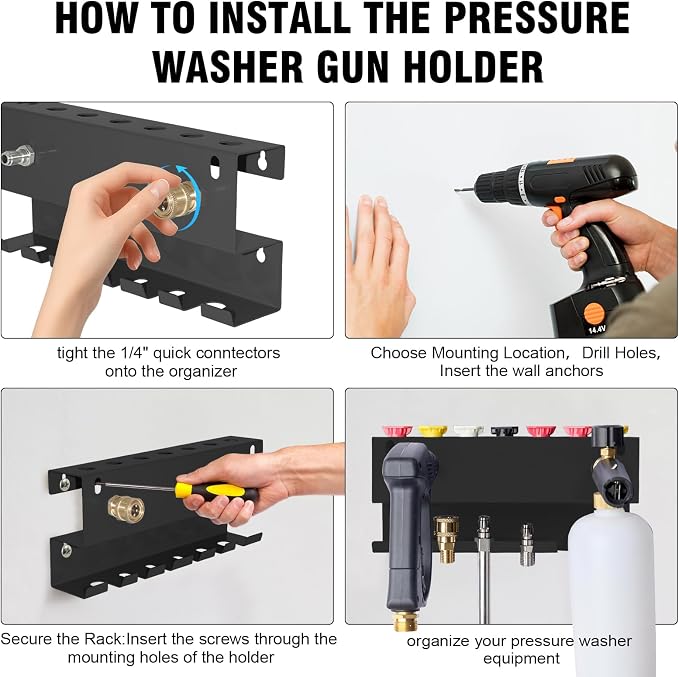 Wall Mounted Pressure Washer Gun & Foam Cannon Holder, Car Wash Accessories - Image 7