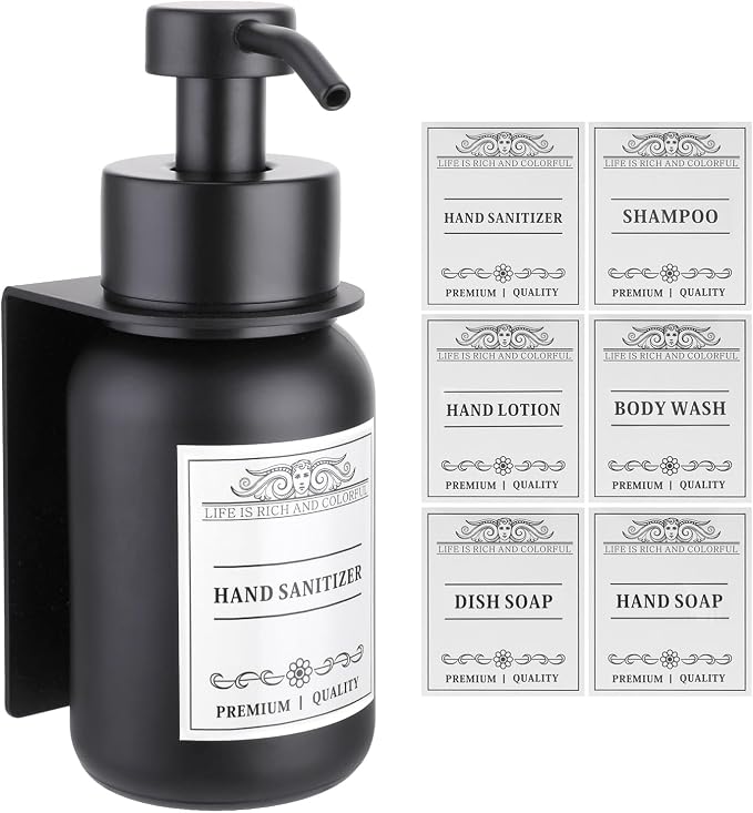 Black Glass Soap Dispenser Wall Mount by NOBTOU