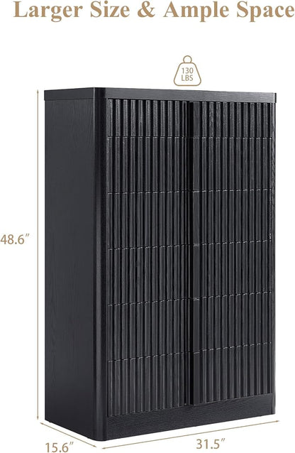 Black Fluted Dresser for Bedroom, Chest of Drawers, Curved Profile Design - Image 2