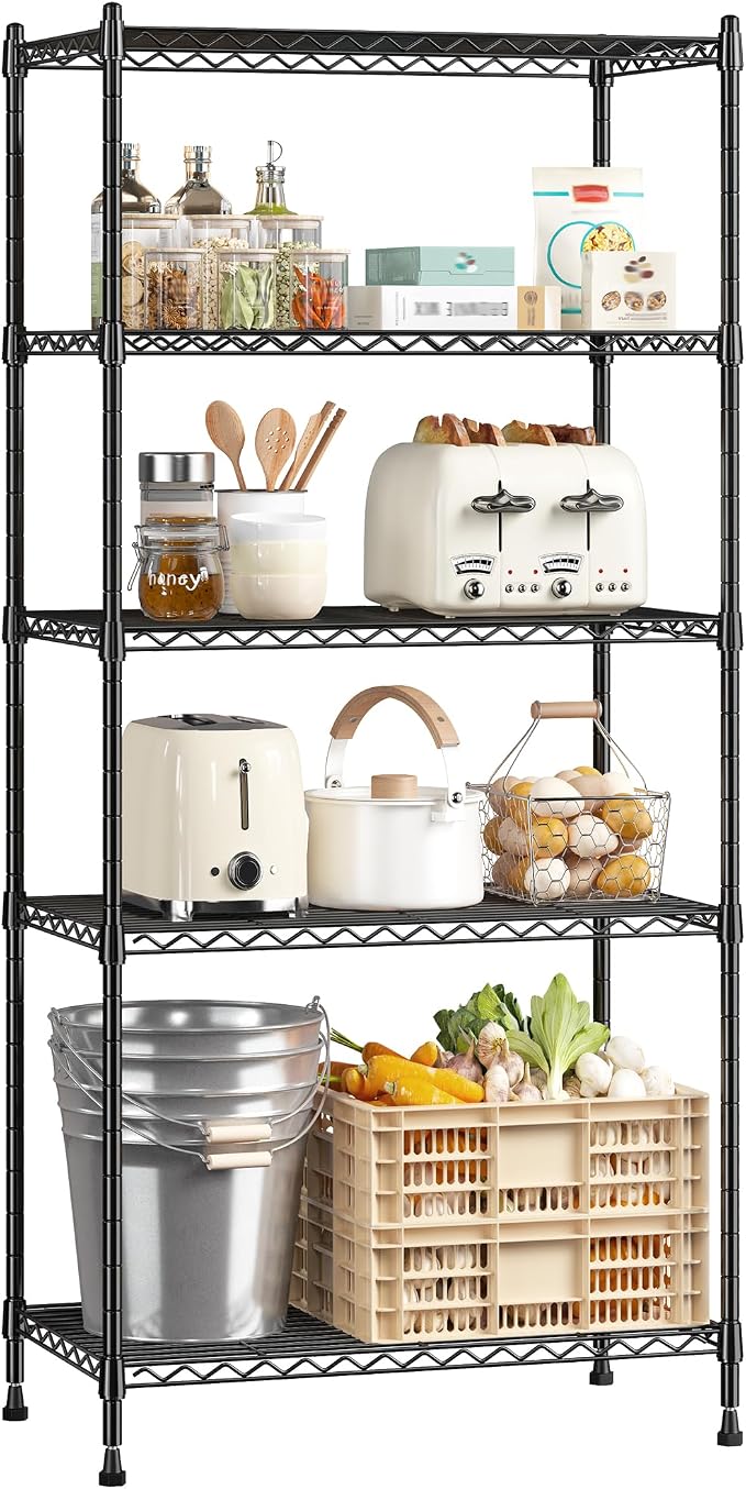 59.4" H x 21.5" W x13.6 D 5-Tier Storage Shelves 1010LBS Wire Shelving by Romorgniz