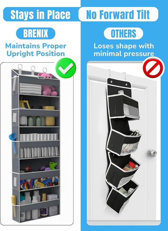 Over the Door Organizer with 5 Large Pockets & 10 Mesh Side Pockets – Durable - Image 3