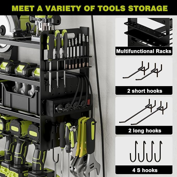 12 Cordless Drill Holder Large Power Tool Organizer Wall Mount - Image 4