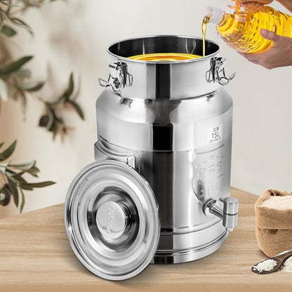 Milk Can Barrel Stainless Steel Beverage Drink Dispenser Large Capacity Storage - Image 5