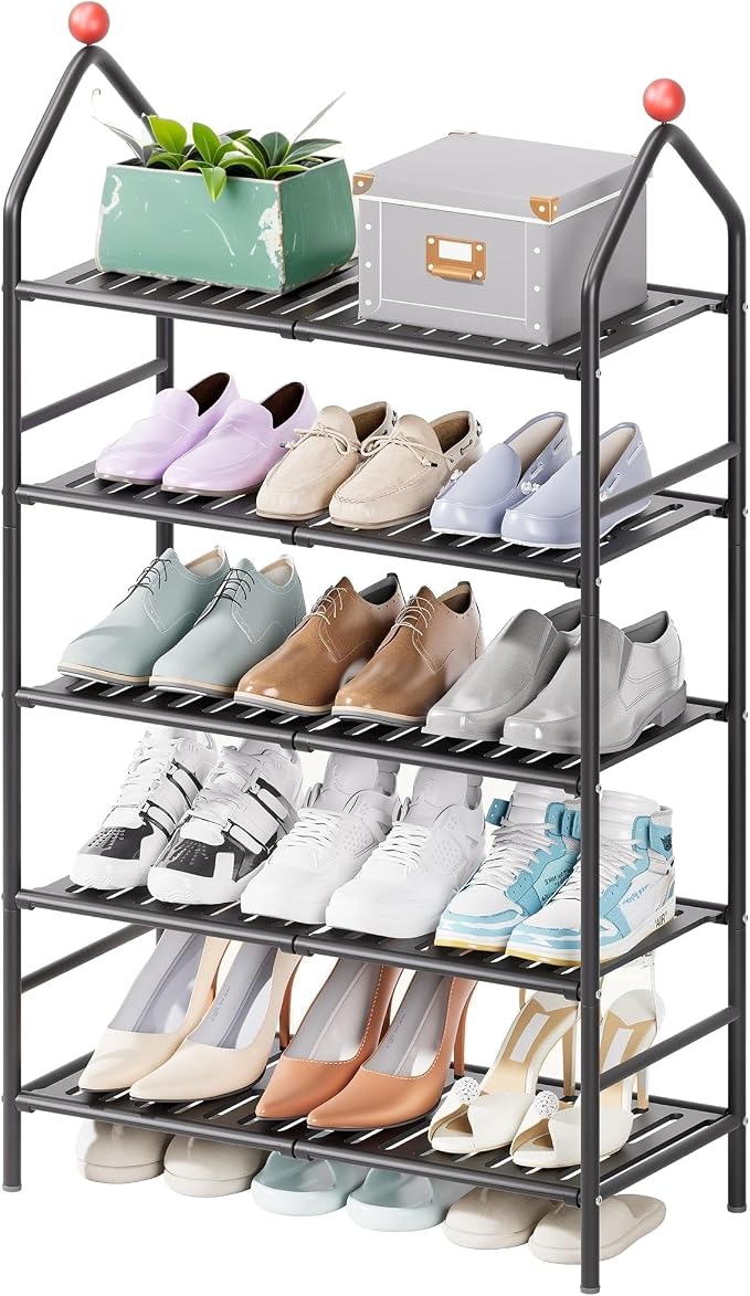 Shoe Rack, 5-Tier Shoe Organizer, Metal Storage Shelf, Shoe Rack by Unknown