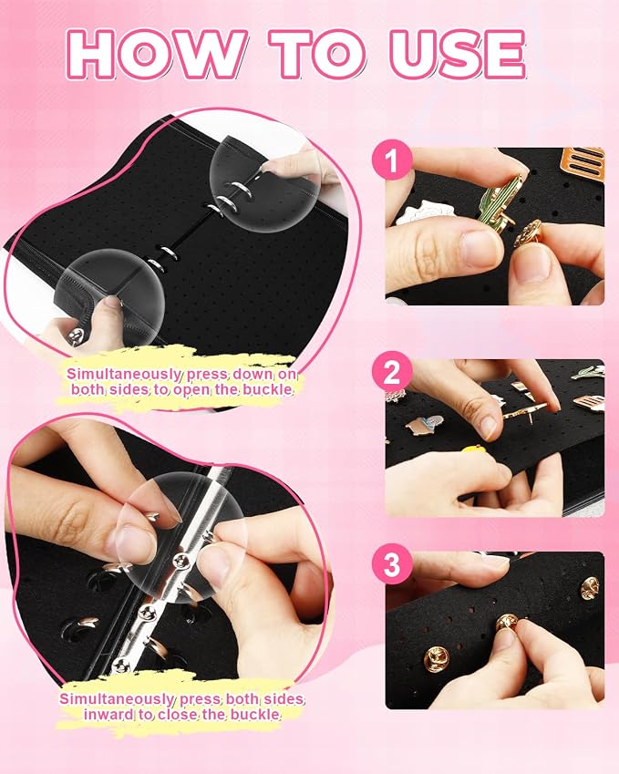 UCEC Enamel Pin Display Book & 50 PCS Rubber Pin Backs, A5 Album Pin Collection - Image 6
