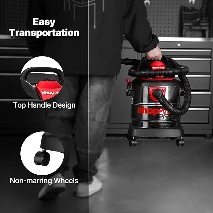 Shop-Vac 5 Gallon 4.5 Peak HP Wet/Dry Vacuum, Stainless Steel Tank, Portable - Image 6
