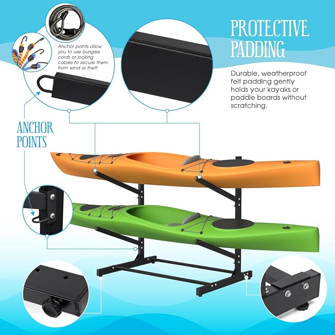 Adjustable Kayak Storage Rack, Freestanding Sup Storage Stand, Weatherproof - Image 3