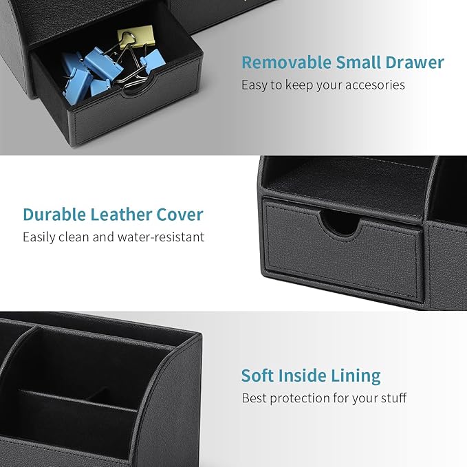 Vlando Office Desk Organizer Leather Desktop Organizer Caddy - Image 4