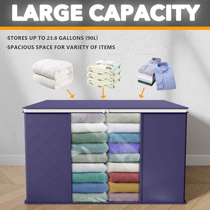 SpaceAid 6 Pack 90L Clothing Storage Bags, Heavy Duty Closet Storage Bins - Image 3