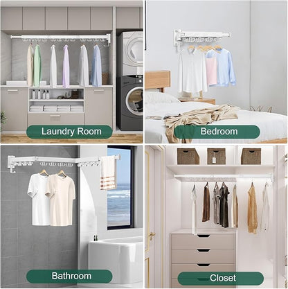 Wall Mounted Clothes Drying Rack, Laundry Drying Rack Wall Mount, 3-Fold Drying - Image 3