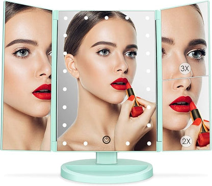 deweisn Tri-Fold Lighted Vanity Tabletop Mount Mirror - Image 6