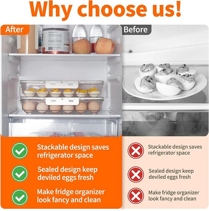Deviled Egg Containers with Lid and Handle, Durable Clear Plastic Deviled Egg - Image 2