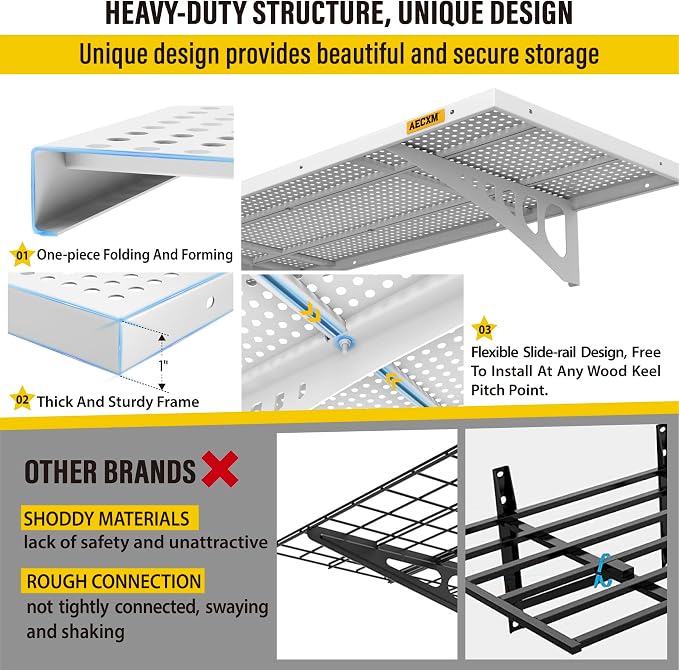 2-Pack 1.64x4ft Adjustable Garage Wall Shelving 560lbs Load Capacity Heavy Duty - Image 4