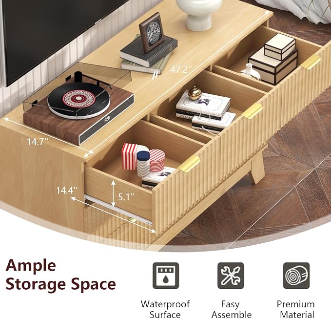 Fluted Dresser for Bedroom, 7 Drawer Dresser for Closet, Storage Cabinet and - Image 5